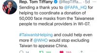 FAPA Wraps up “Face Shields/Masks from Taiwan” Donation Campaign – Calls for Full WHO Membership for Taiwan
